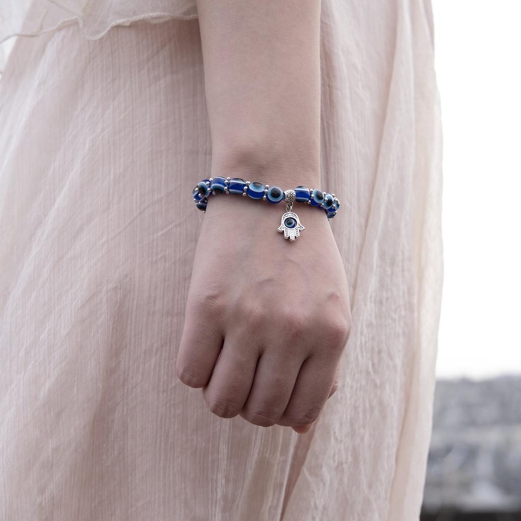 Vintage Blue Eyes Demon Eye Halskjede Armbånd for kvinner Sølv Armbånd Tilbehør Smykker Gaver