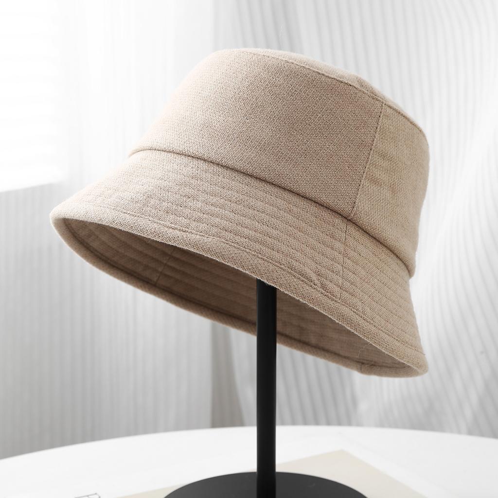 New solid color advanced sense simple light board personalized temperament bucket hat big eaves shading design bucket hat