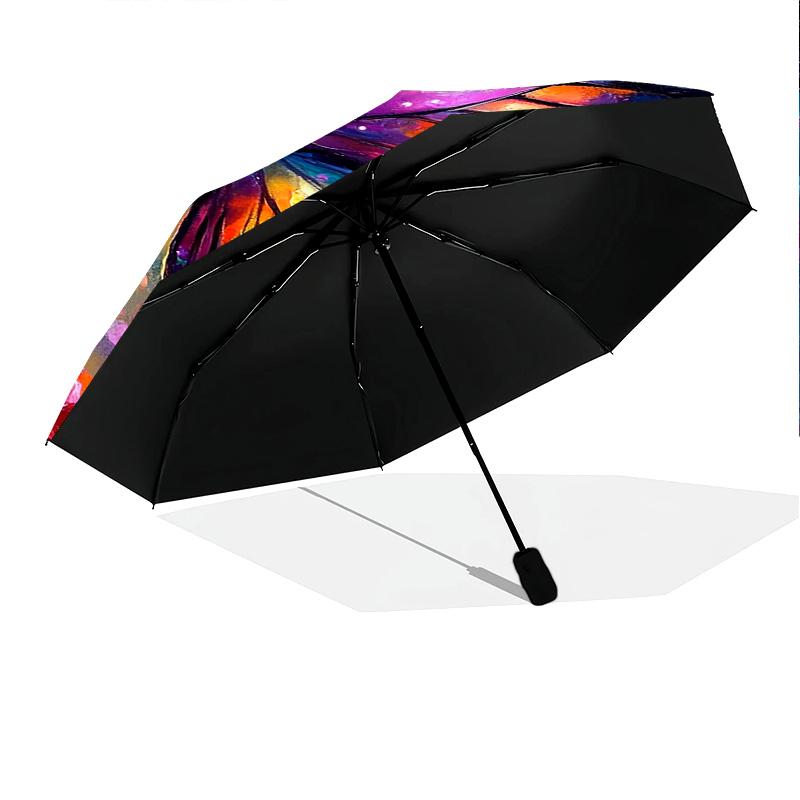 1 PC Automatic Folding Umbrella - Butterfly Garden Pattern, Portable & Foldable Design with 8 Ribs, Christmas Birthday Gifts
