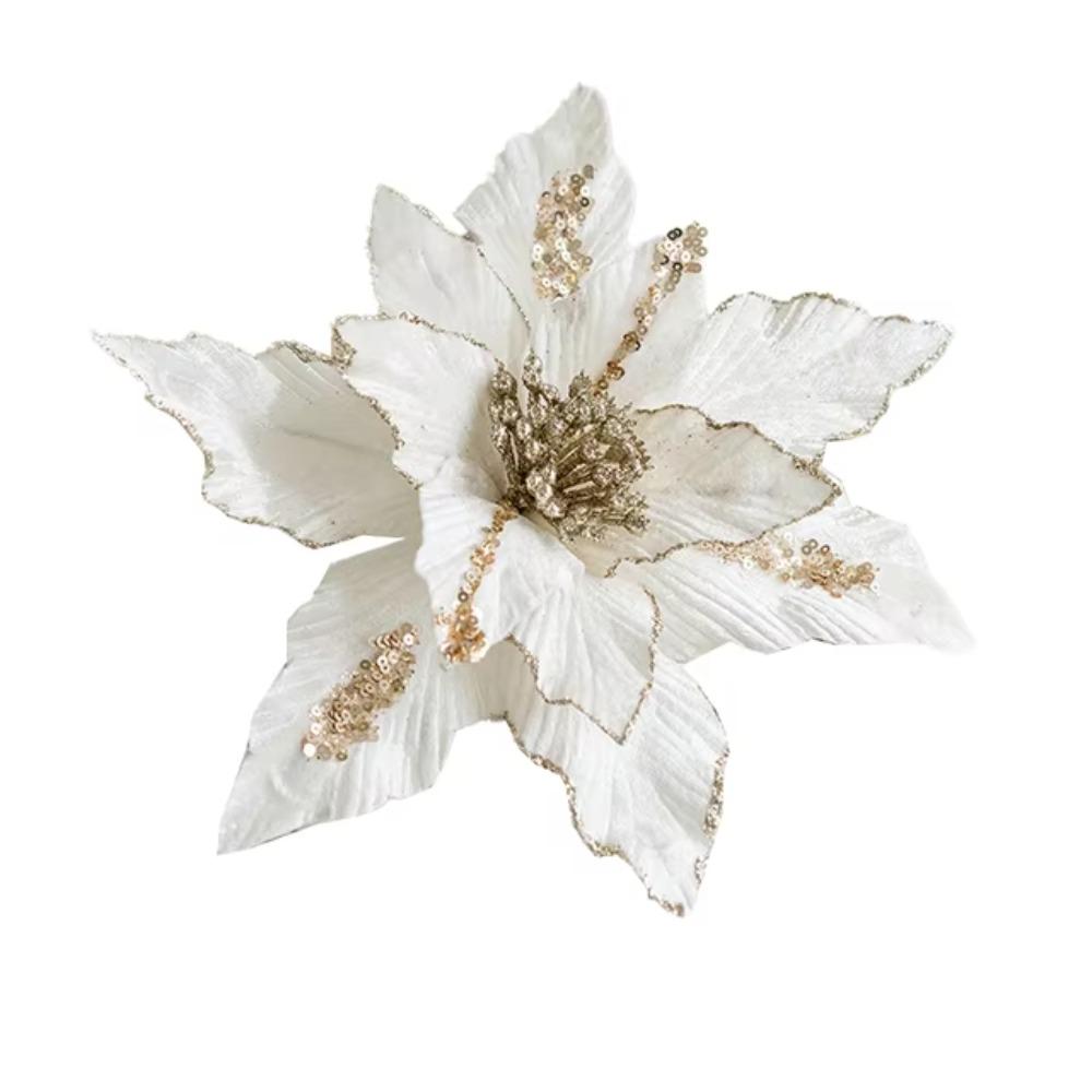 DIY Weihnachten Pailletten Blume 26cm Kunstblume Glitzer Weihnachts-Poinsettia Blume Partygeschenke