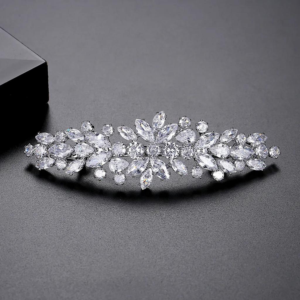 New Luxury Bridal Wedding Hair Pin Fashion Ladies Gifts Crystal Barrettes Woman Trendy Sparkling Elegant Geometric Clips Head