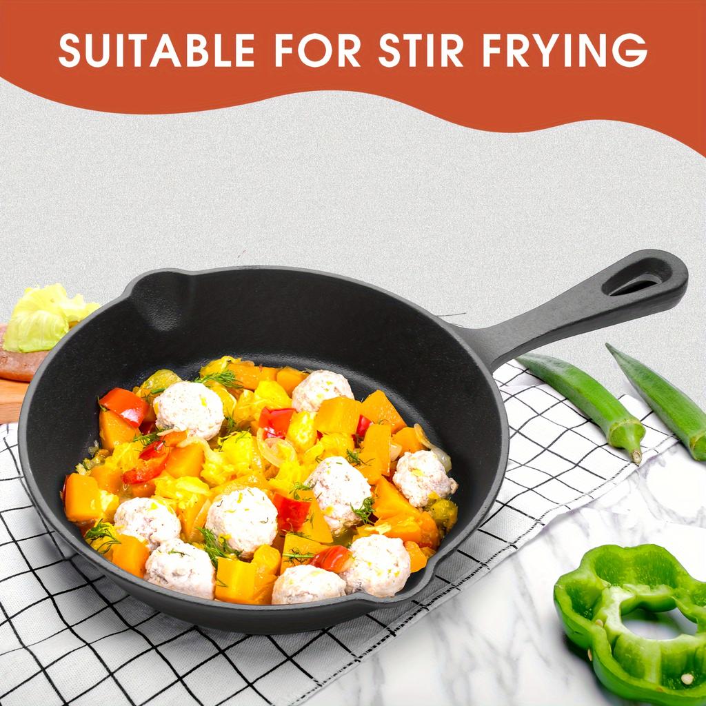 Premium  Cast Iron Skillet  - Non-Stick Skillet with Drip Spout, Perfect for Holiday Cooking, RV Use, And Campfire Meals
