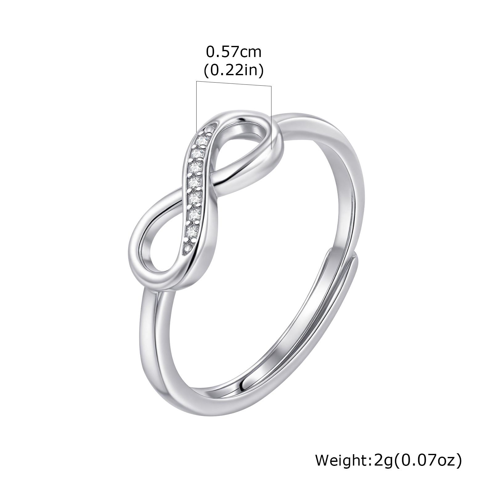 

Fine Cubic Zircon Classic Infinity Love Adjustable Ring Silver Color Geometric Metal Ring for Women Engagement Wedding Jewelry Resizable