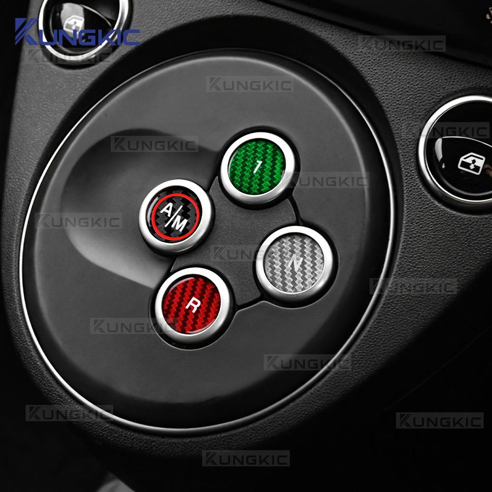 Tricolor Dry Carbon Fiber Sticker For Abarth 595 695 2012-2017 2018 2019 2020 2025 2025 2025 2025 Automatic Gear Shift Button