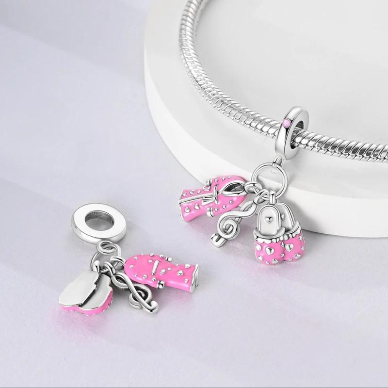 Charms Copperpink Bathrobe Slippers Pendant Beads Fit Charms Plataoriginal Bracelet Beads Women Jewellery Making