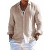 Chemise en lin pour homme avec col, Chemise de plage à manches longues