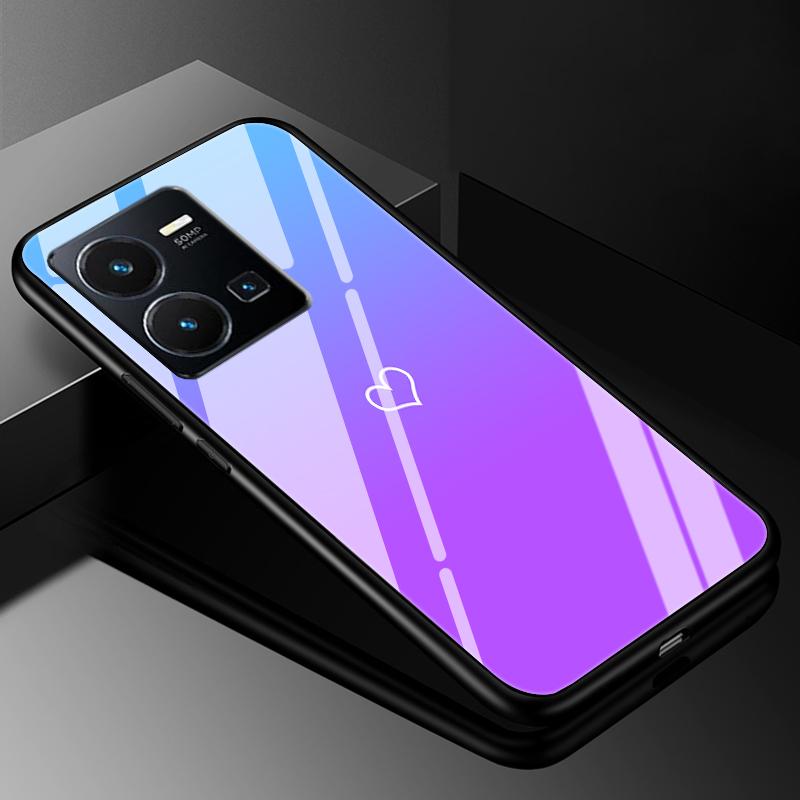 For VIVO Y35 2022 Case Cover Tempered Glass Cases for Vivo V21 5G 4G V21E Y11S Y12S Y20S V20 SE Y03 V2022 V2023 Hard Back Bumper