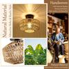 JOYINLED Ceiling Lights Rattan Chandelier Light Fixture Hand Woven Fixture Flush Mount For Hallway Bedroom Kitchen Living Room