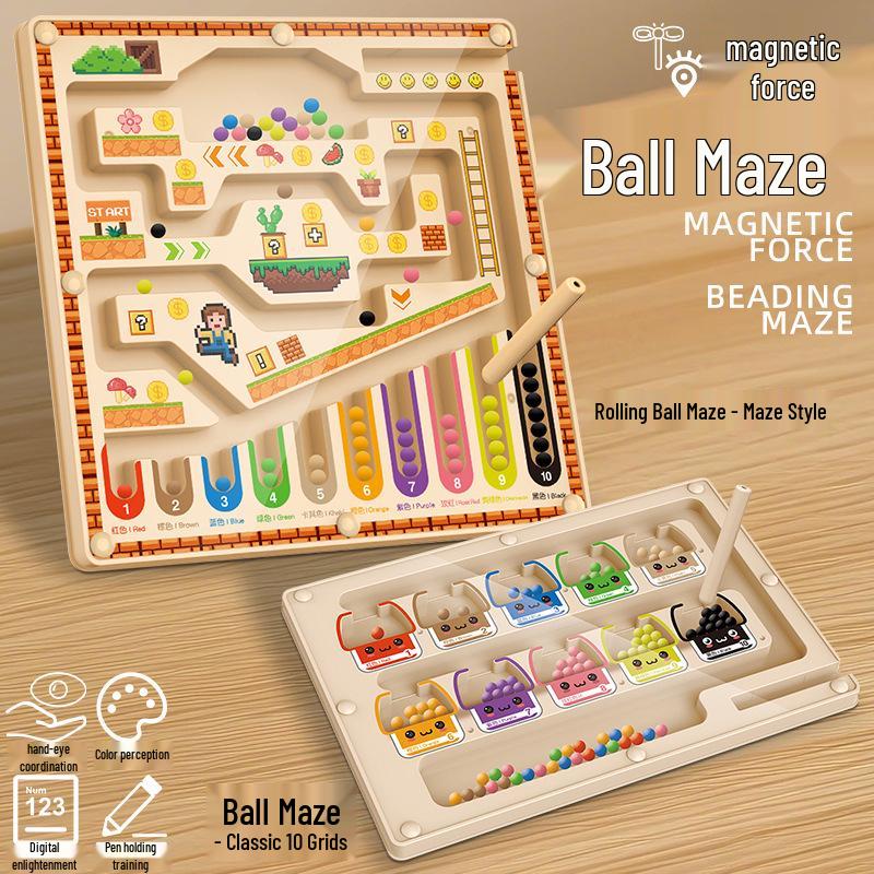 Children’s Magnetic Bead Maze Toy - Focus, Logical Thinking, Color Sorting, Early Education