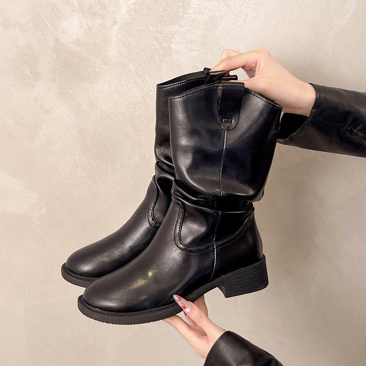 Brown Martin Boots Women's 2025 New Autumn Merard Wasteland Wind Western Boots Medium Tube Knight Pile Short Boots