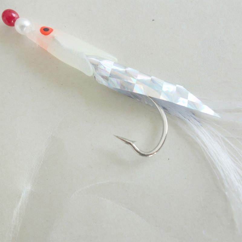 5 Pezzi Esca per Pesca al Baccalà e Pesce Bianco Amo da Pesca Luminoso Attrezzatura da Pesca in Mare con Flash di Cristallo Piuma Jig per Pesca in Acqua Salata