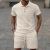Men's Summer Jacquard Polo Shirt and Shorts Casual Set - European and American Style