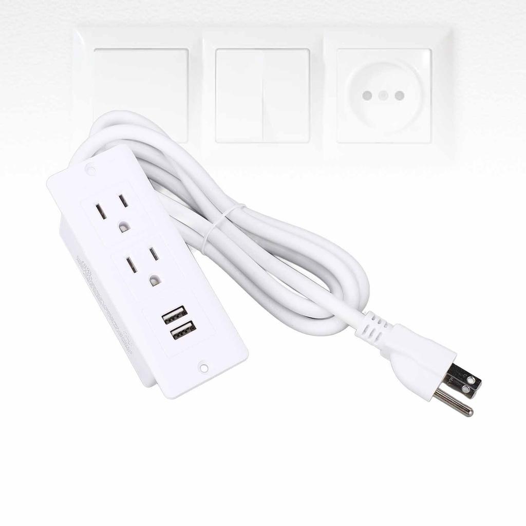 Conference Recessed Power Strip Table Furniture Outlet 2 AC Sockets 2 USB Ports 1.5m Cord