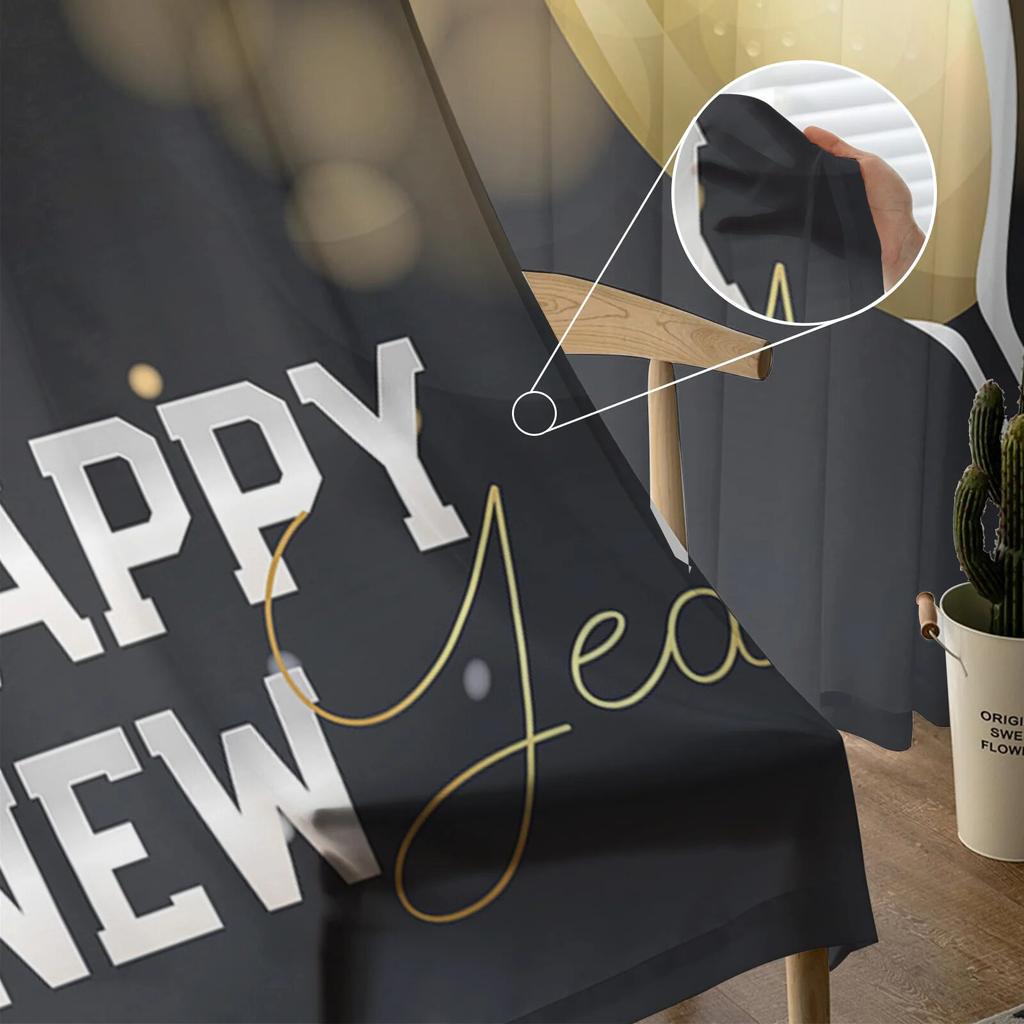 Zimní Nový rok Sklenice na víno Ohňostroj Průhledné závěsy Do obývacího pokoje Ložnice Tyl Do kuchyně Voile Závěsné panely