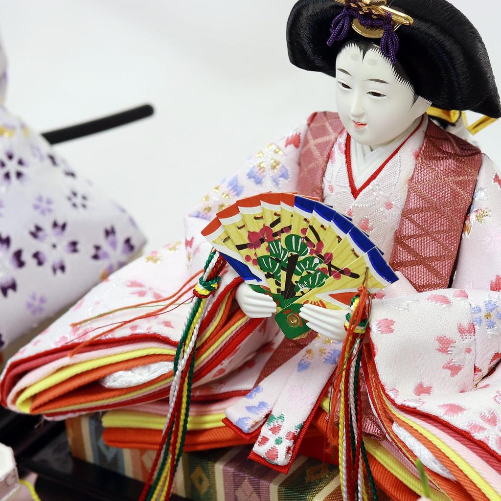 Hina Doll Hina Doll Prince Case Decoration Hexagonal Case Decoration White Painted Panoramic Glass Case Cherry Blossom Back with LED Width 56 X Depth