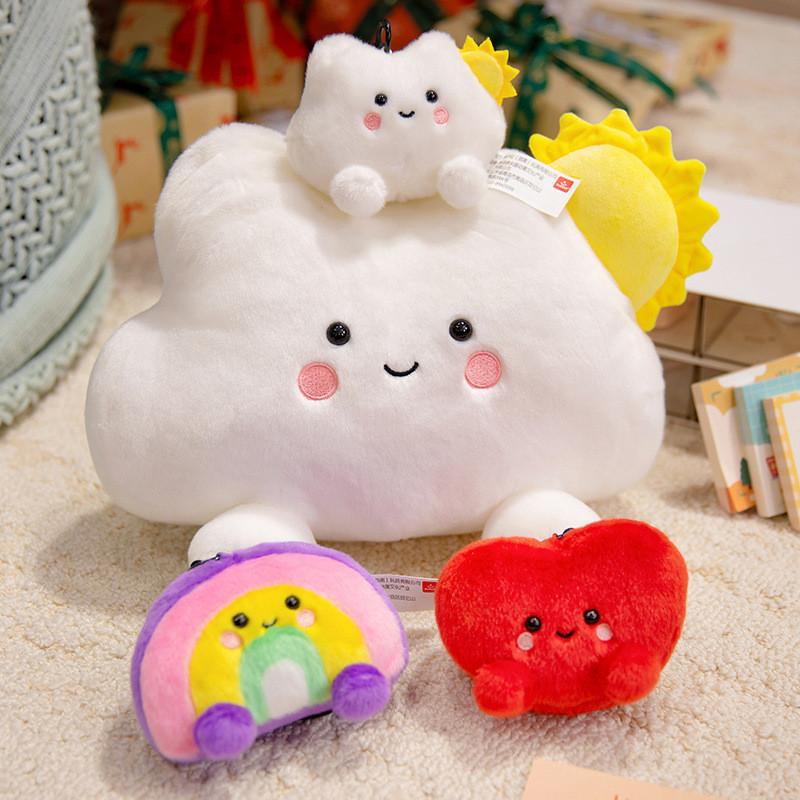 Cloud Rainbow Heart Plush Toy Keychain Stuffed Doll Pendant Decoration Cartoon
