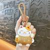 Cartoon Pu Leather Fortune Cat Keychain Fortune Horse Year Pendant Kawaii Car Keychain  Home Decor