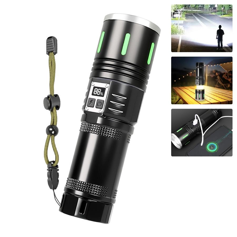 High Power Led Flashlights with COB Light Type-C Rechargeable Torch Zoomable Lamp for Outdoor Camping Fishing Emergency Lantern