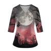 Top da Donna con Stampa di Halloween Scollo a V Manica a Tre Quarti con Tasche Spacchi Laterali Camicia da Costume