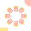 Square Press on Nail Artificial Fake Nail Tips Full Cover Yellow False Nail Glossy Glues on Nail for Women Girls 24Pcs