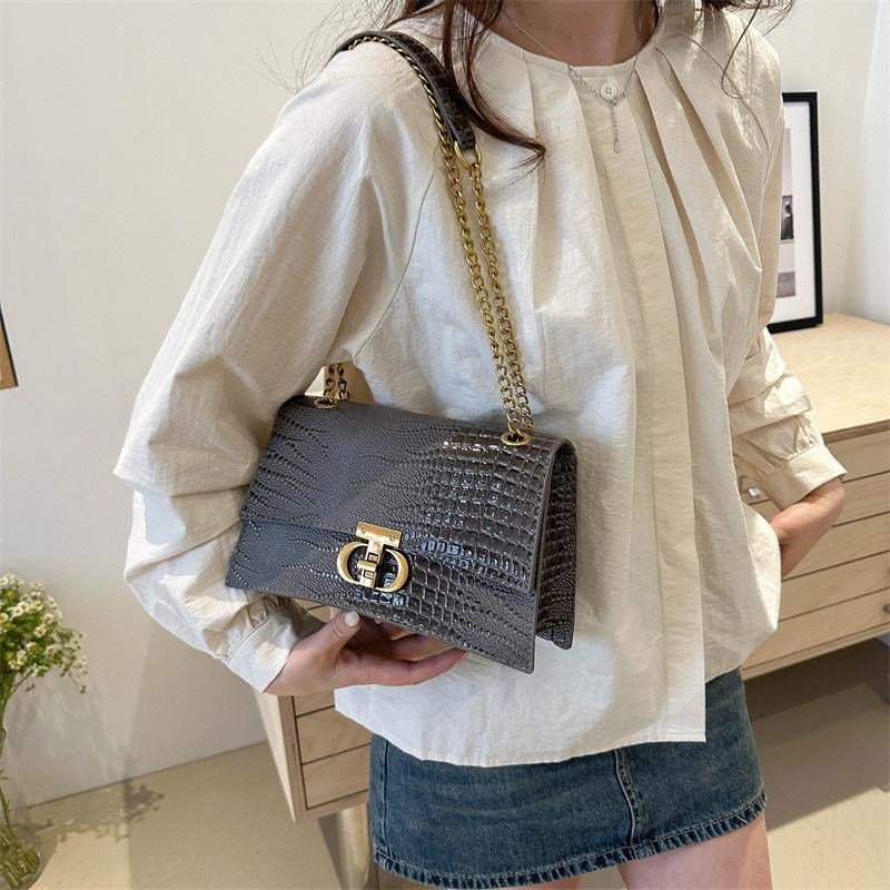 Fashionable Lock Korean Style Fashion Spring New Style Contrasting Simple Retro Crossbody Single Shoulder Handheld Small Square Women's Bag