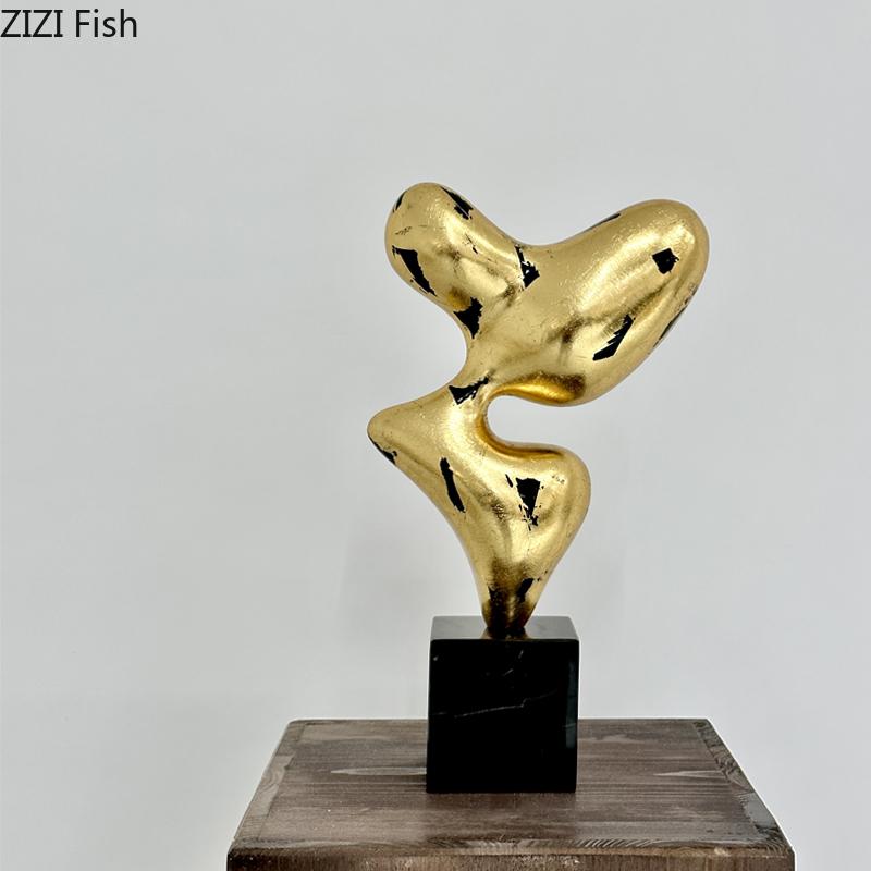 Minimalist Gold-plated Geometric Statue Desk Decoration Abstract Artwork Ornaments Creative Sculpture Room Aesthetic Decor