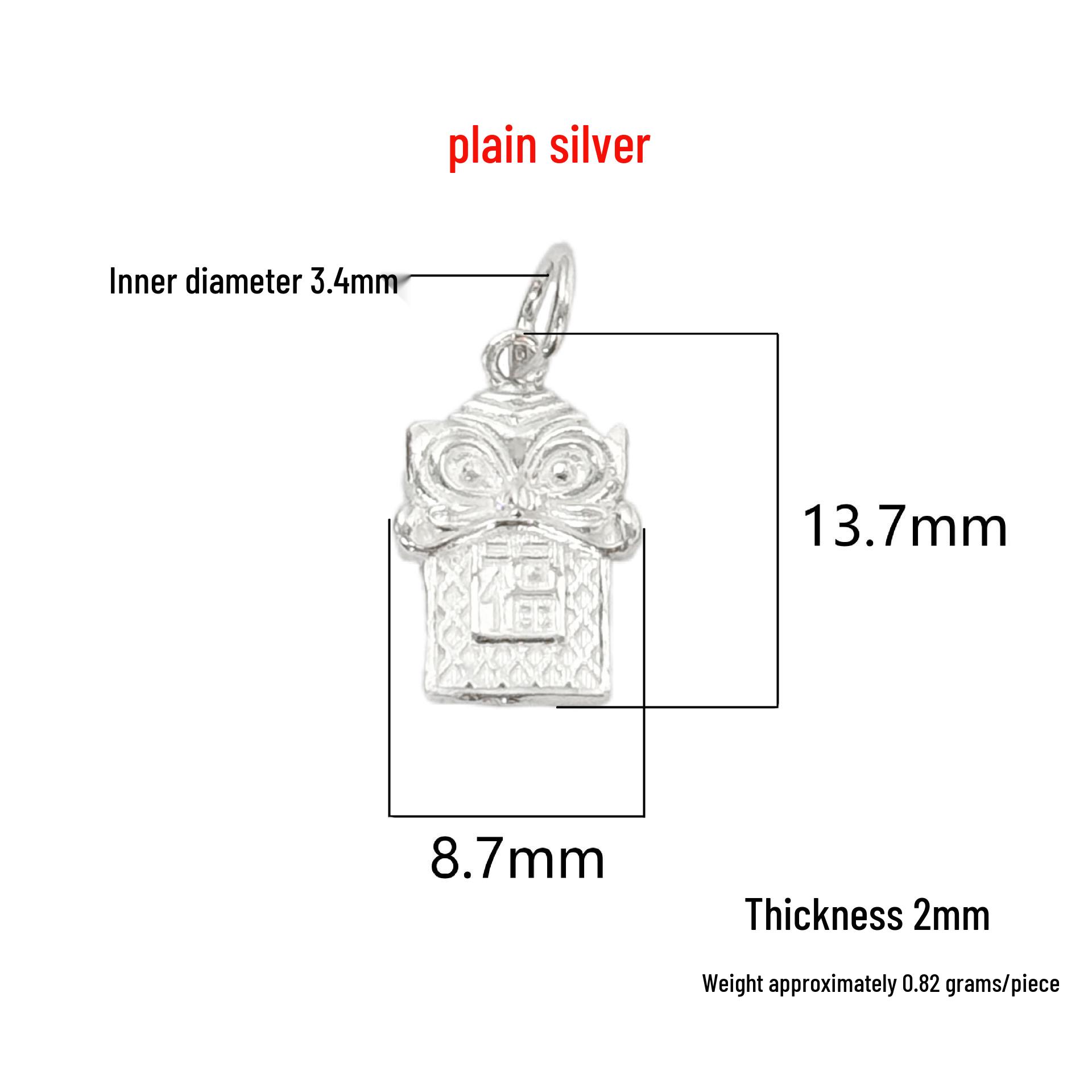 S999 Sterling Silver Waking Lion Fu Character Pendant: DIY Chinese Style Charm for Crystal Bracelet, Necklace, and Rope Weaving. 999 Pure Silver