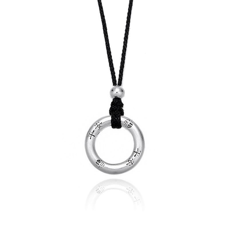 Tichiya Sterling Silver Retro Couple s Necklace with Black Cord