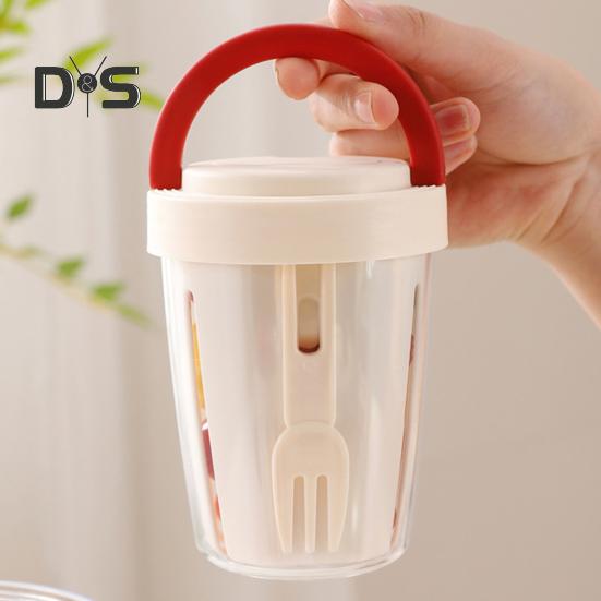 Cană pentru salată 501-600ml, design portabil, etanș, pentru salată, cu lingură, sistem de drenaj îmbunătățit