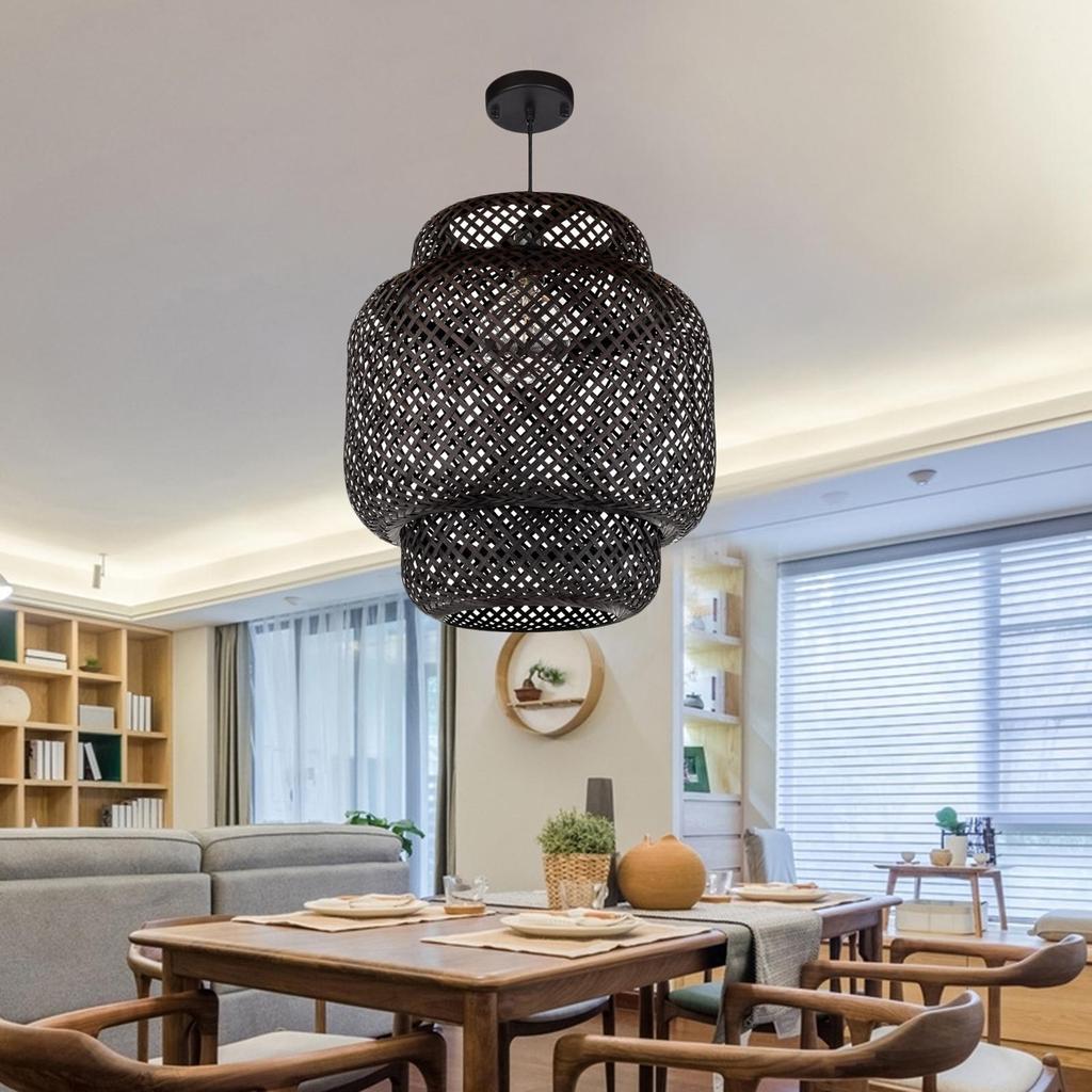Pendant Light Chandelier Kitchen Lamp Rustic Hanging Bar Modern Design Ceiling Light E27 Hand Weaved for Decor Teahouse
