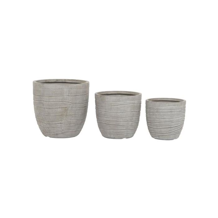 Set of Fiberglass Flower Pots - Home ESPRIT - 3 Pieces - Beige - 45x45x43 Cm - Multicolored