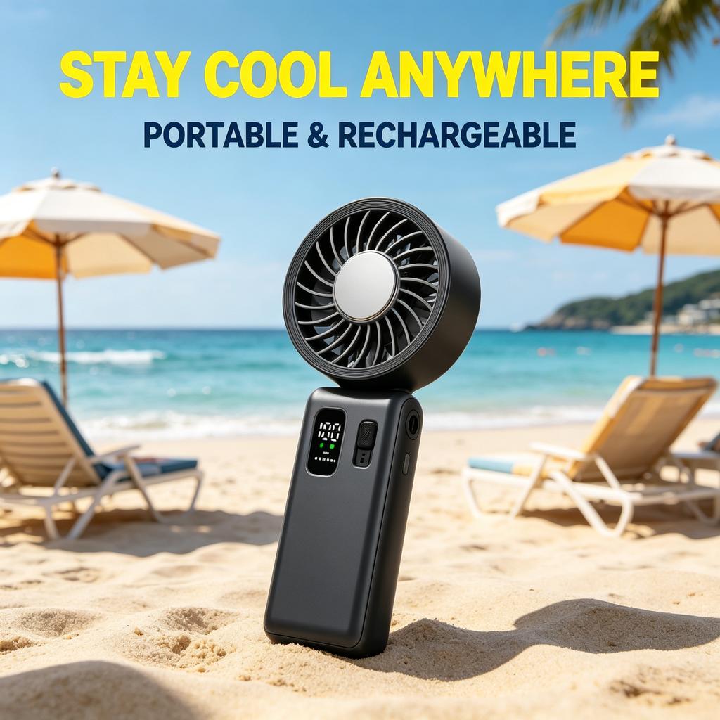 Ventilador de mano portátil recargable por USB con función de enfriamiento plegable de alta potencia