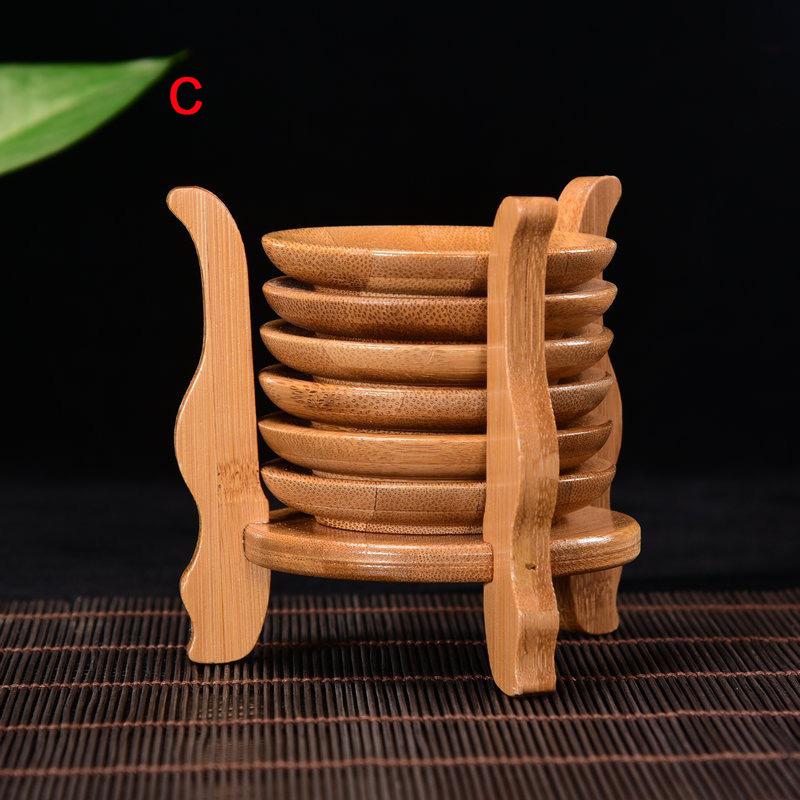 6PCS Round Shape Bamboo Coaster Cup Rest for Glass Cups Tea Cup Coffe Mug Bottle Water Holder Natural Home Decor