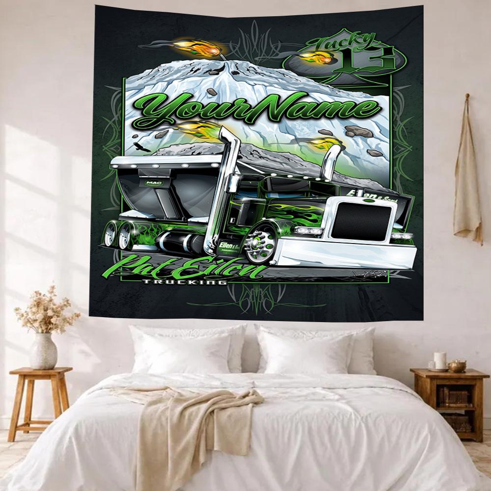 Peterbilt Heavy Trucks Custom Your Name Wall Decor Tapestry Art For Pet Memorial Birthdaywedding Party Backdrop Family Gift