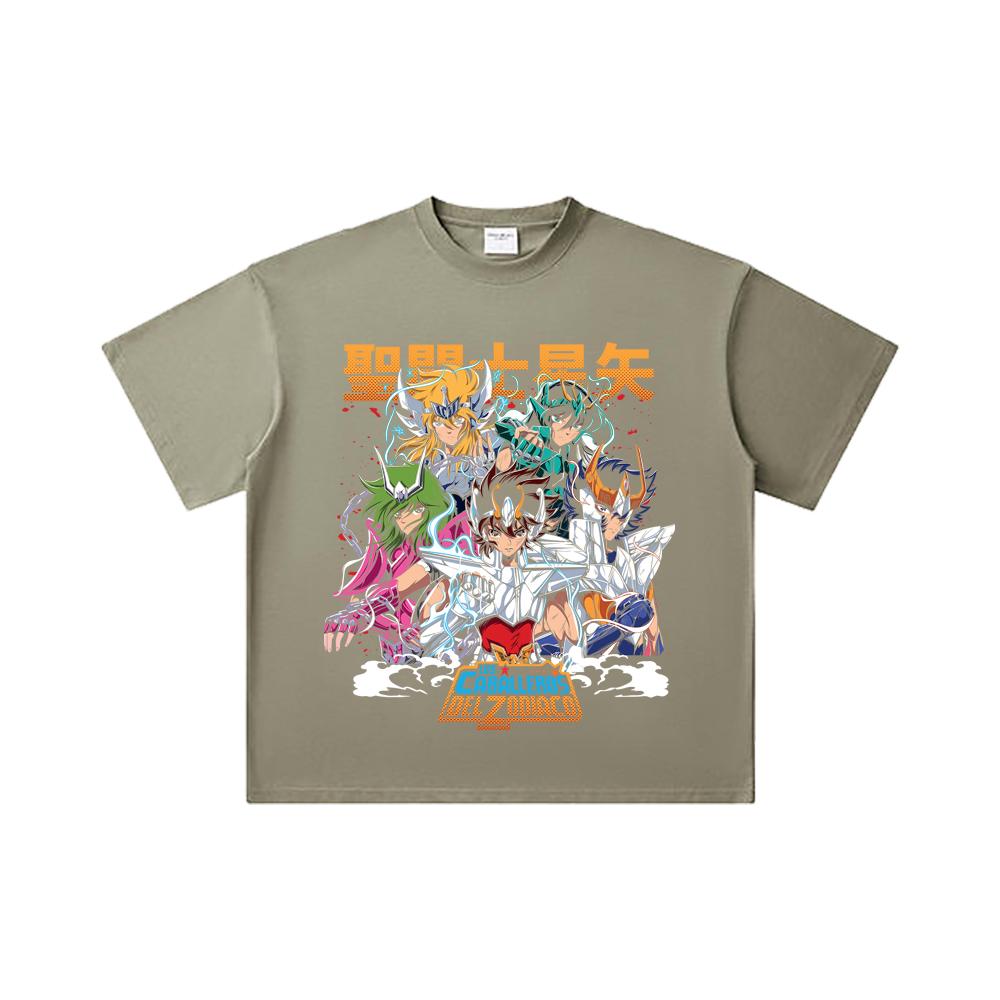 260 GSM Double Yarn 32 Count 100% Cotton Saint Seiya V1 Print Unisex Heavy Cotton T Shirt