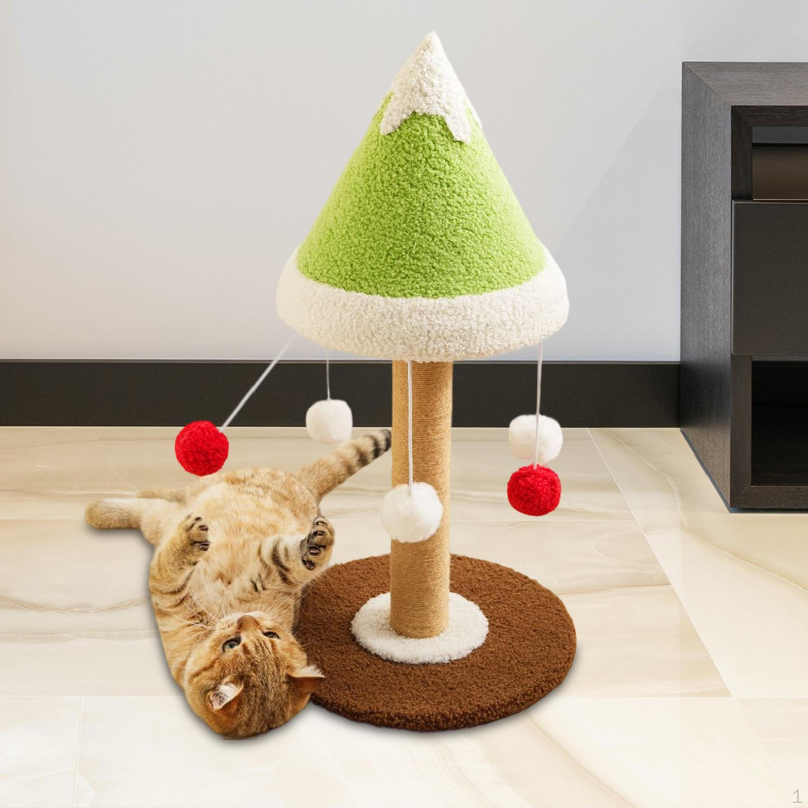 Cat Scratching Post with Interactive Ball Sturdy Base Scratch Pole Sisal Rope