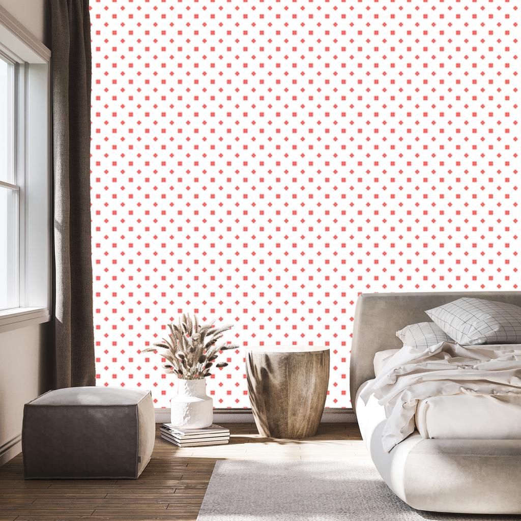 White and coral dots wallpaper, subtle detail 50x1000