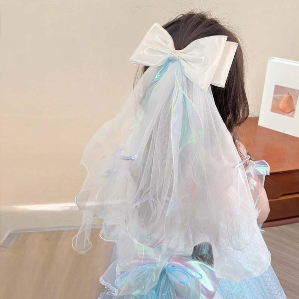 Mesh Veil Hair Clip Bow Super Fairy Veil Fashion Girls Head Gauze  Birthday Headdress