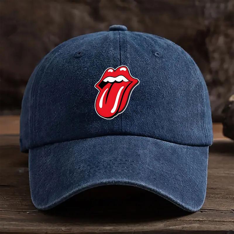 Tongue print retro baseball cap fashionable dad hat curved brim suitable for outdoor sports