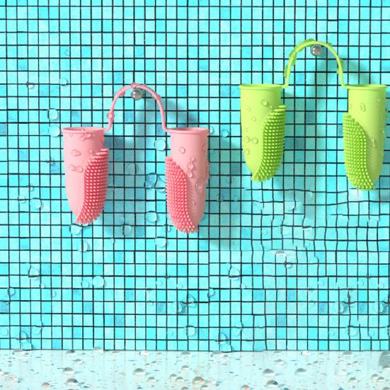 Haustier-Zahnbürste, zwei Finger, umlaufende Borsten, rutschfest, weich, nicht verformt, Haustier-Fingerzahnbürste, tägliches Reinigungswerkzeug