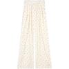 Women's Summer Polka Dot Ice Silk High Waist Wide Leg Pants - White, 2025 Collection