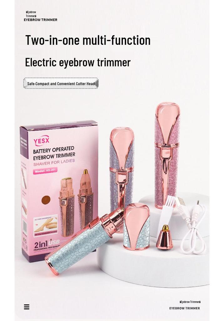 2-in-1 Electric Eyebrow and Hair Trimmer for Men & Women: Portable, Multifunctional Epilator and Shaver