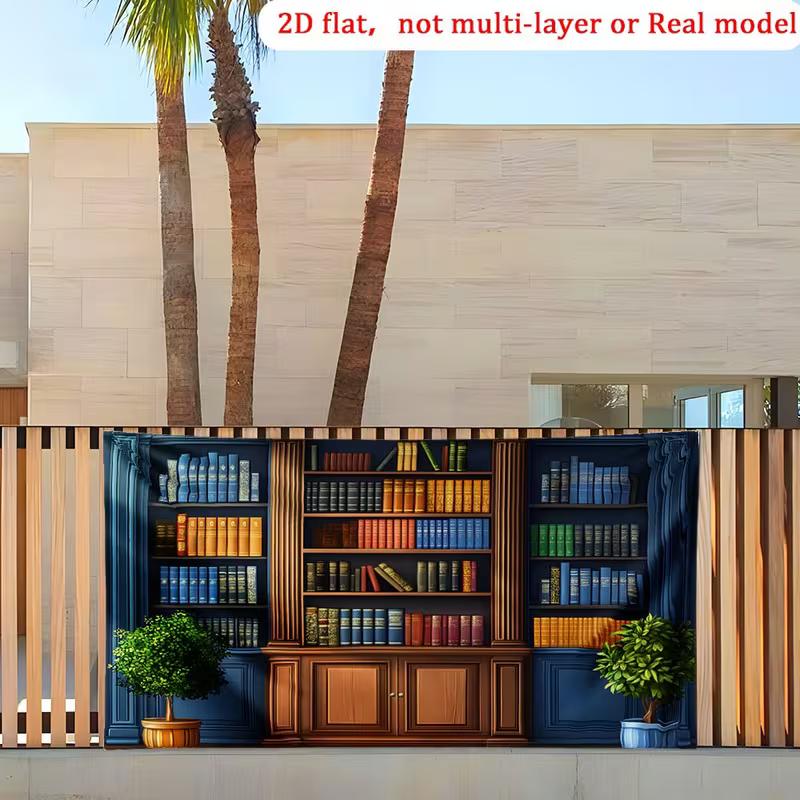 2D Library Bookshelf Backdrop Cloth for Bookworm Themed Photo Booth Background
