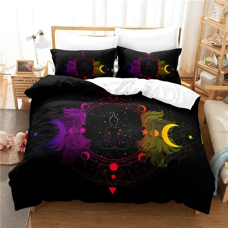 Colorful Buddha Down Comforter Set Bedding Set 3-piece Duvet Cover Set
