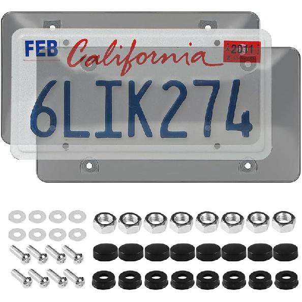 Wanheart 2 Pack Clear License Plate Covers - Unbreakable ABS Car Tag Protectors With 4 Holes, Rust-Proof Transparent Shields, Easy Tallation,