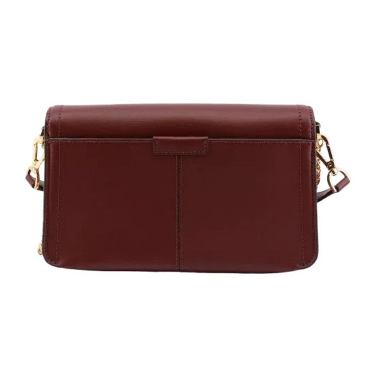 Michael Kors MK Sonia Chain Solid Color Large Logo Flap Leather Shoulder Crossbody Bag Medium Women Bags Berry-Purple 35F1G6SL3L-MERLOT