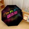 Green Day Print 8?Ribs Automatic Umbrella Wind Resistant Lightweight Folding Umbrella For Outdoor Travel