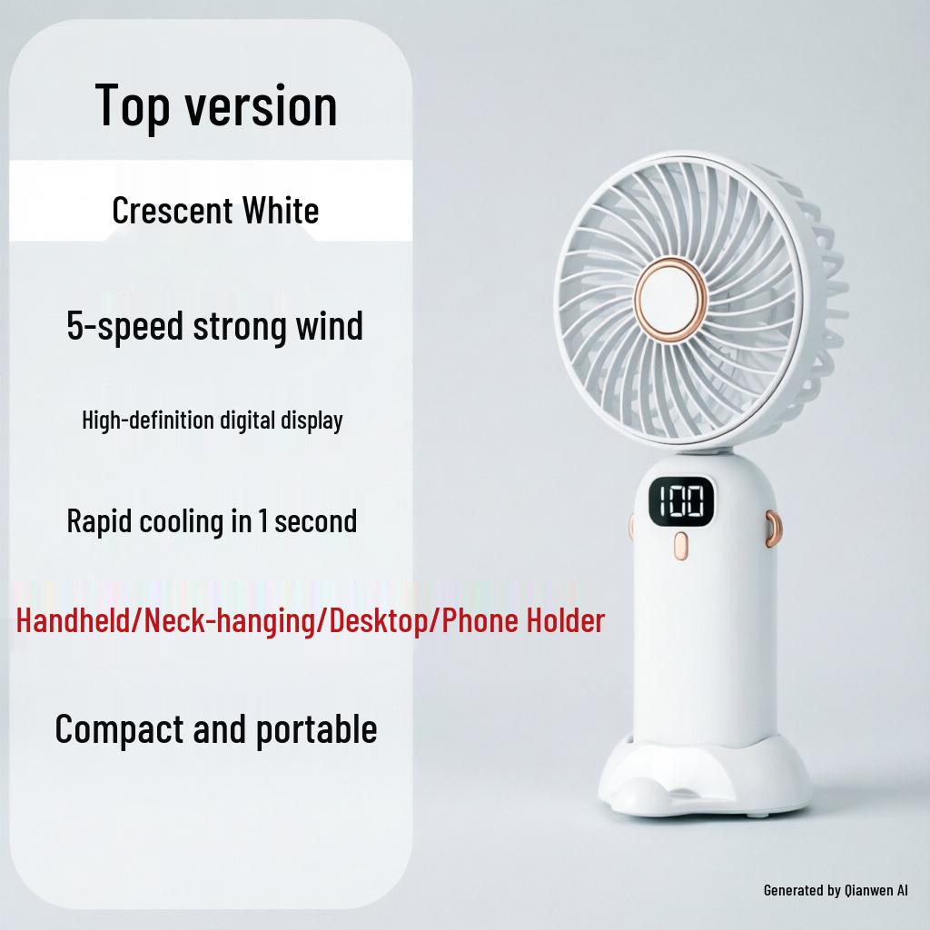 Rechargeable Mini USB Desktop Fan - Silent, Portable, Large Airflow Top Version - Five-Speed Strong Wind