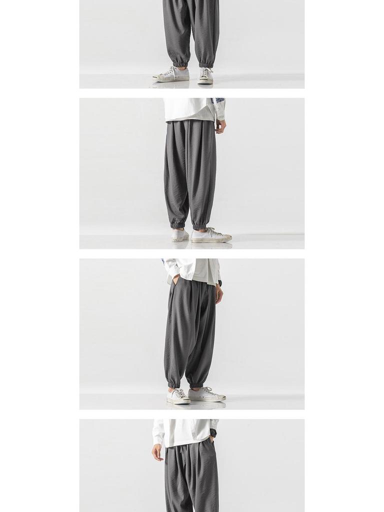 Men's Chinese Style Cotton Linen Joggers - Plus Size Loose Casual Harem Pants for Spring/Summer