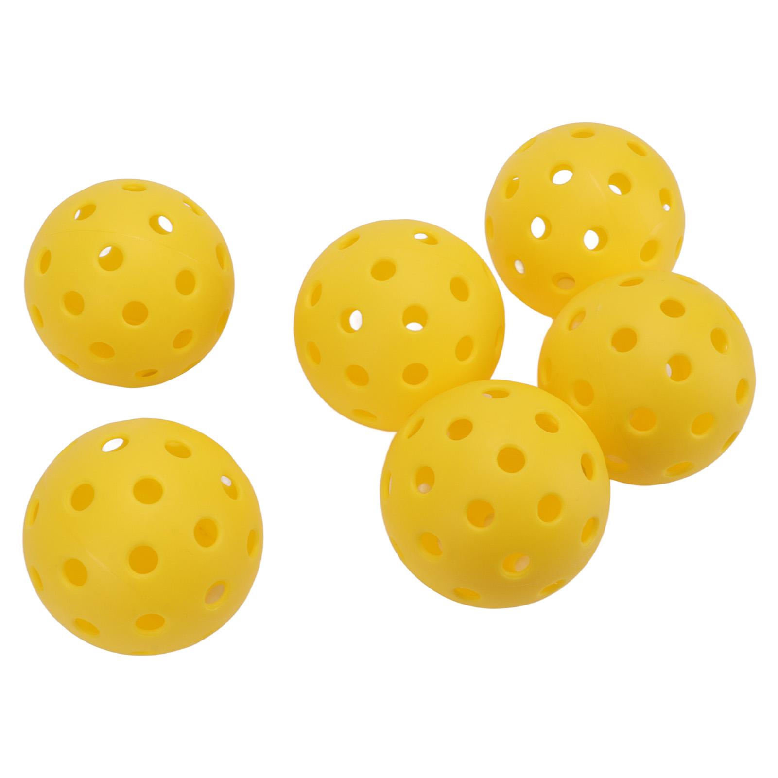 

6шт. набор пластиковых пиклболов с отверстиями полый желтый стандартный тренировочный пиклбол на открытом воздухе
